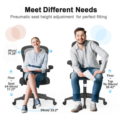 Desk Chair - Ergonomic Office Chair with Adjustable Armrest Lumbar Support, High-density Sponge Cushion, Silent Wheels, Height Tilting Adjustment, YONISEE Swivel Computer Chair Rocking Executive Chair