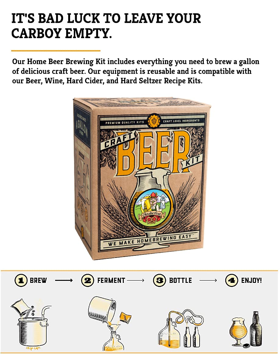 Craft A Brew - Oktoberfest Ale - Beer Making Kit - Make Your Own Craft Beer - Complete Equipment and Supplies - Starter Home Brewing Kit - 1 Gallon