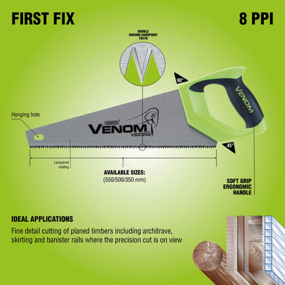 - Draper Venom 500mm 8PPI First Fix Hand Saw -