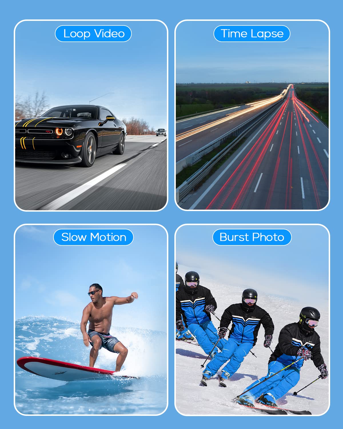 - WOLFANG Action Camera 4K 20MP GA100, Waterproof 40M Underwater Camera