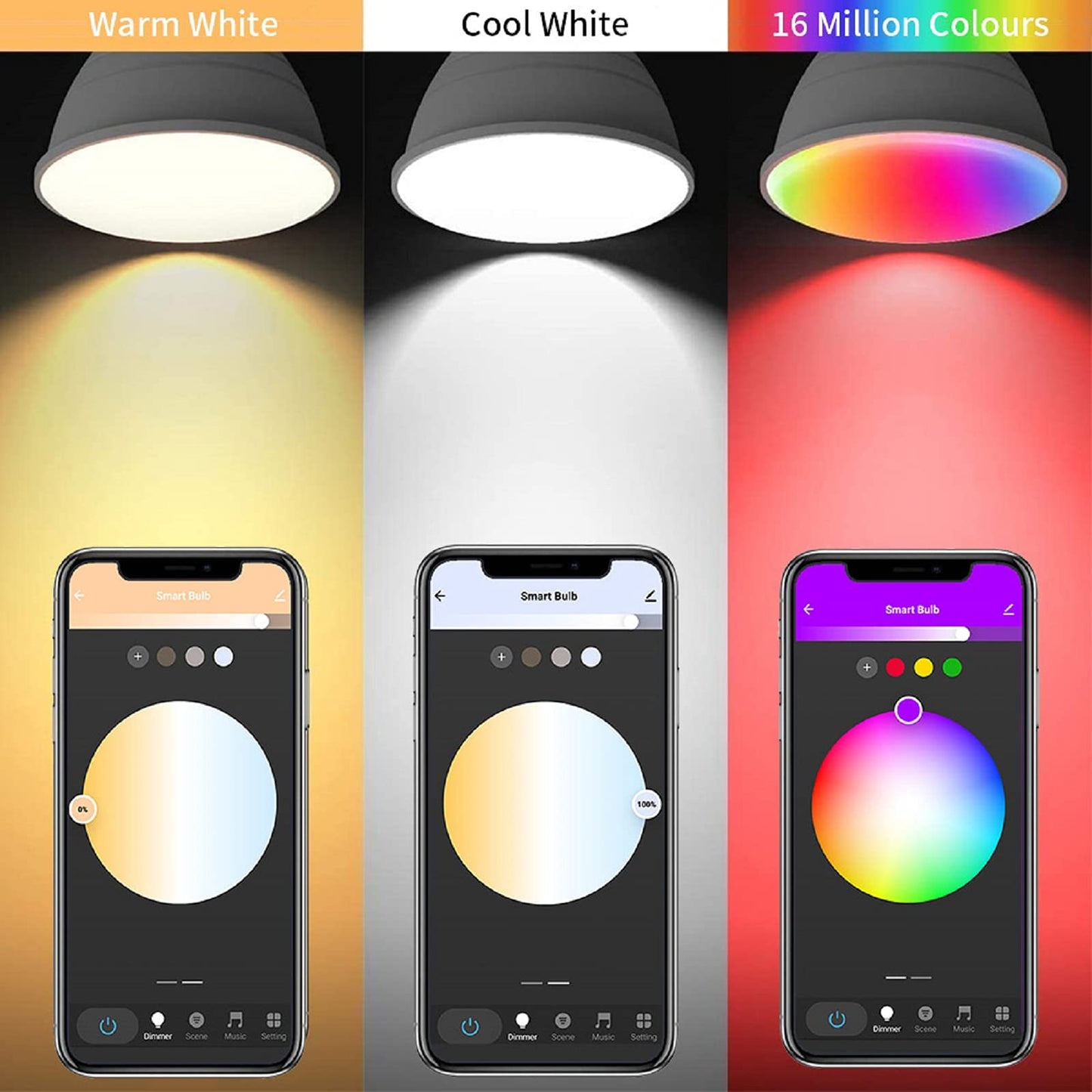 Avatar Controls Smart Bulb Alexa Light Bulbs B22 Bayonet, Colour Changing WiFi LED Lamp Bulbs 9W Set of 2 Bulbs [Energy Class F], White