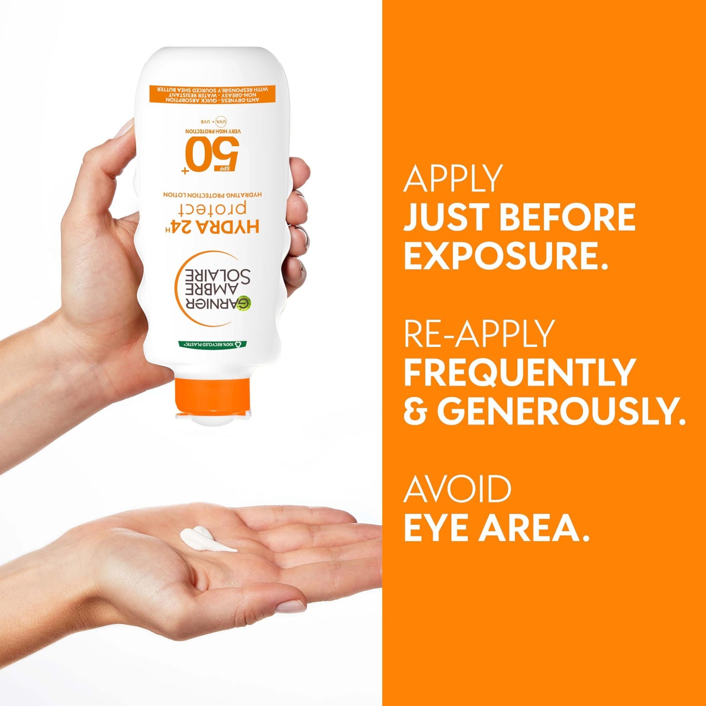 - Garnier Ambre Solaire Hydra 24 Hour Protect Lotion | Water Resistant Sunscreen -