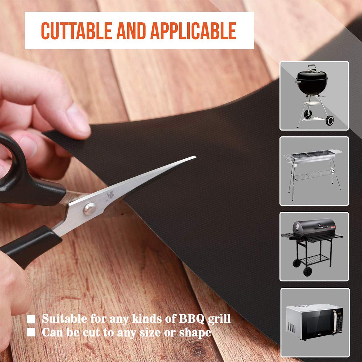 Ankier BBQ Grill Mat, Set of 8 Non Stick BBQ Baking Mats Reusable for Charcoal, Gas or Electric Grill - Easy to Clean, Heat Resistant Barbecue Sheets [Black]