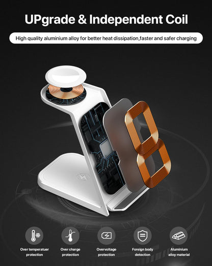 3 in 1 Wireless Charging Station,Aluminum Alloy Wireless Charger for Apple Devices,15W Fast Wireless Charging Stand for iPhone 15/14/13/12/11/8,Phone and Watch Charger Stand for Apple Watch,Airpods