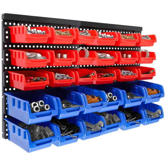 - Holdfiturn 30Pcs Wall Mounted Storage Bins | Backboard DIY Stackable Workshop Storage -