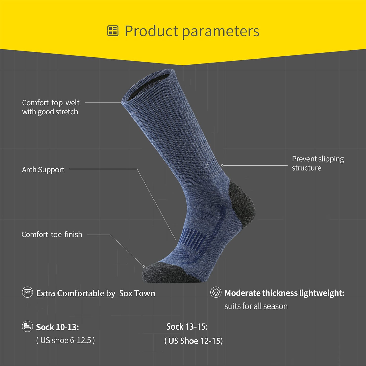 - SOX TOWN | Men's Merino Wool Socks | Outdoor Hiking Trekking | Moisture Control Performance -