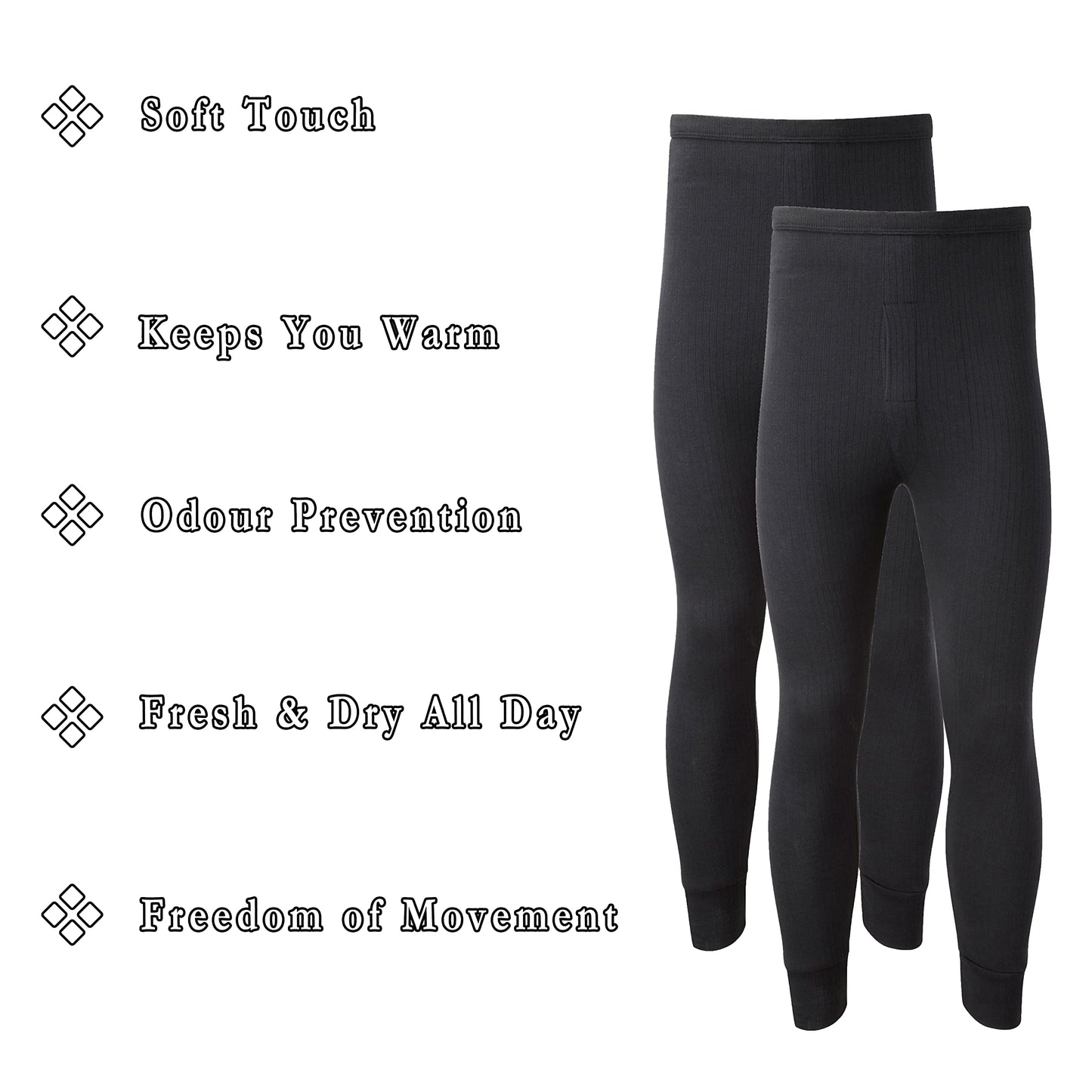 - Heatwave® Pack of 2 Men's Thermal Trousers Long Johns Warm Underwear Baselayer Thermals -