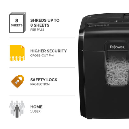 - Fellowes Paper Shredder for Home Office Use | 8 Sheet Cross Cut Shredder -
