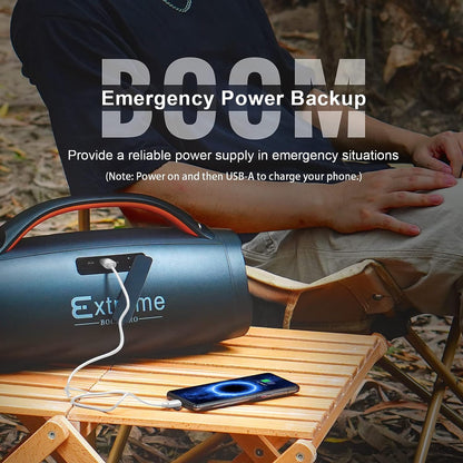 - DOSS Extreme Boom+ Outdoor Speaker with 100W Stereo Sound | Rich Bass | 20H Playtime | Power Bank | Mixed Color Light -