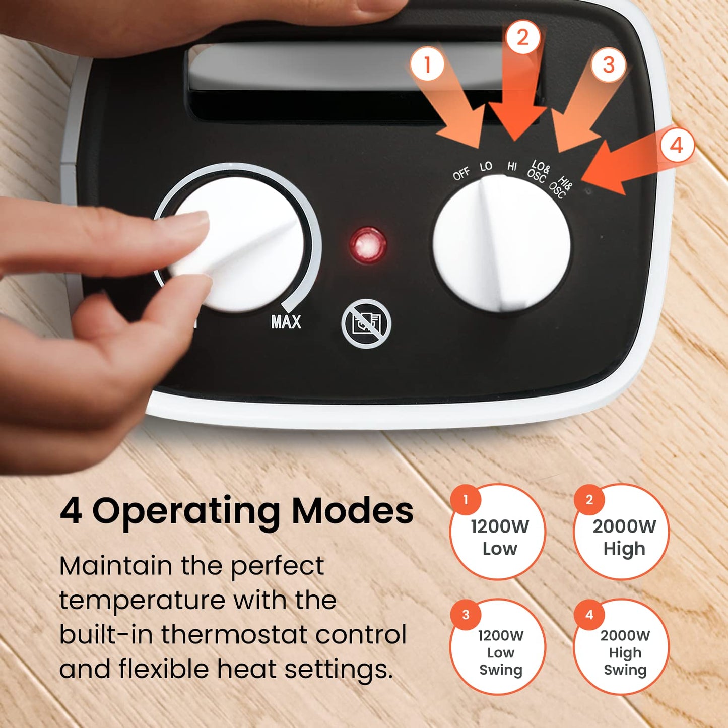 - Pro Breeze® 2000W Ceramic Fan Heater | Electric Heater with Automatic Oscillation -