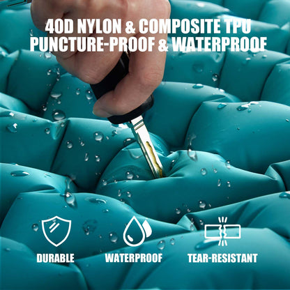 Camping Sleeping Self Inflating Mat: 10cm Thick Lightweight Single Camp Air Bed & Connectable Double Camping Pads & Compact Inflatable Roll Camping Mattress for Outdoor Hiking Backpacking