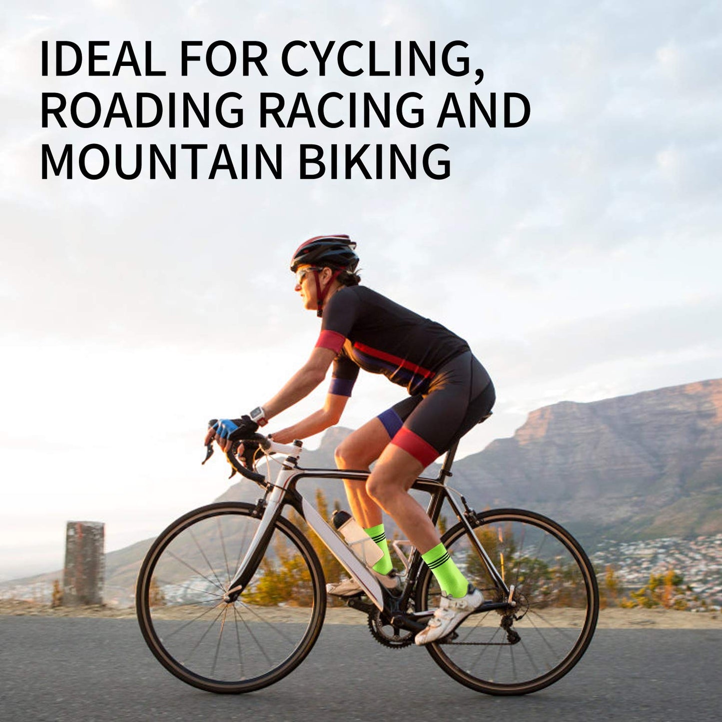 - Lalent 3 Pairs Men's Cycling Socks for Mountain Biking -