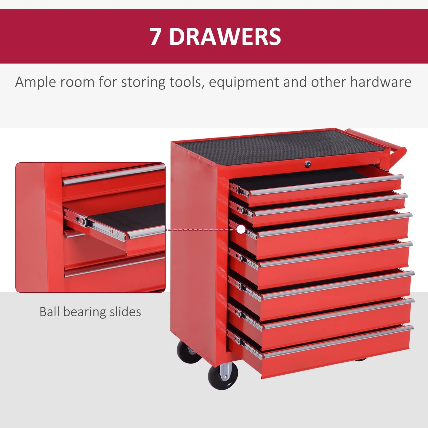 - DURHAND Roller Tool Cabinet Storage Chest Box | 7 Drawers | Roll Wheels | Garage Workshop -