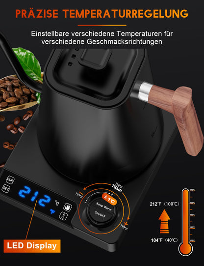 - Vmotal Stainless Steel Kettle with Temperature Setting, Gooseneck Kettle, 24-Hour Heat Function, Electric Tea Kettle with Temperature Display -