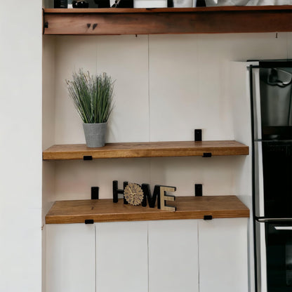 - MKGT Rustic Wooden Shelves | Wall-Mounted Handcrafted Floating Shelves | Set of 2, 50 cm Long -