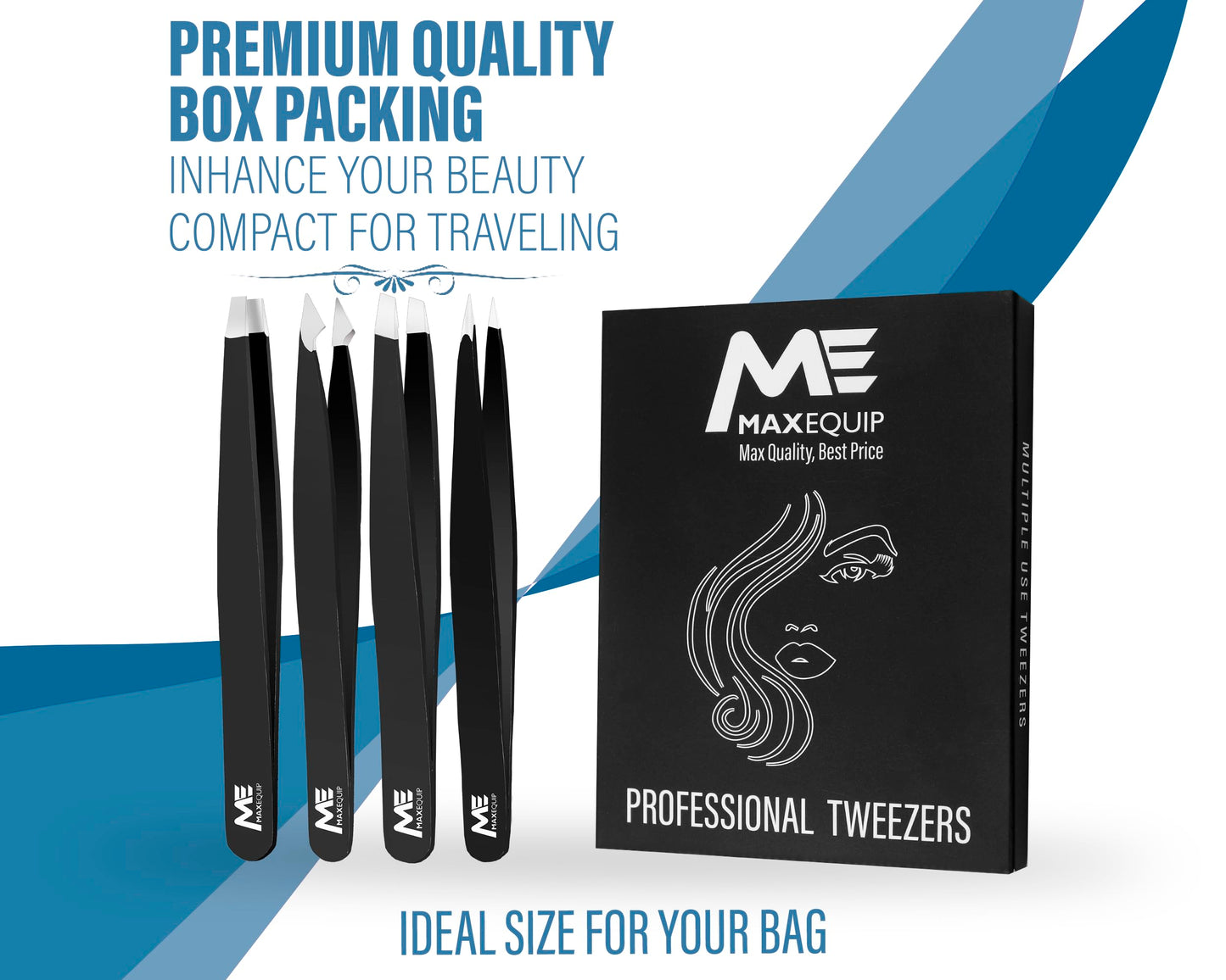 - ME MAXEQUIP Tweezers | Tweezers for Ingrown Hair Tweezers (4 Pcs) -