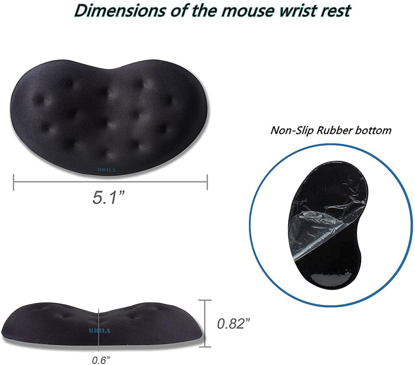 BRILA Memory Foam Mouse & Keyboard Wrist Rest Support Pad Cushion Set for Computer, Laptop, Office Work, PC Gaming - Massage Holes Design (Black Bundle)