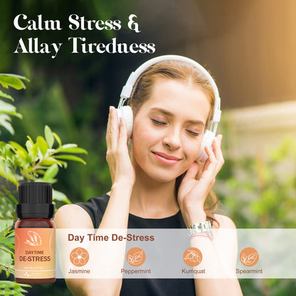 ASAKUKI Wellness Essential Oils Gift Set – 100% Pure Aromatherapy Diffuser Blends Oils, Therapeutic Grade, Help for Uplift Mind, Calm Stress & Anxiety, Allay Tiredness, Sleep Better - 3 * 10mL