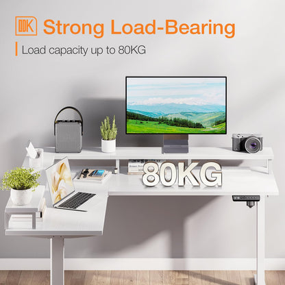 - ODK Electric Standing L-Shaped Desk | 150 x 120 cm |Height Adjustable Corner Desk -