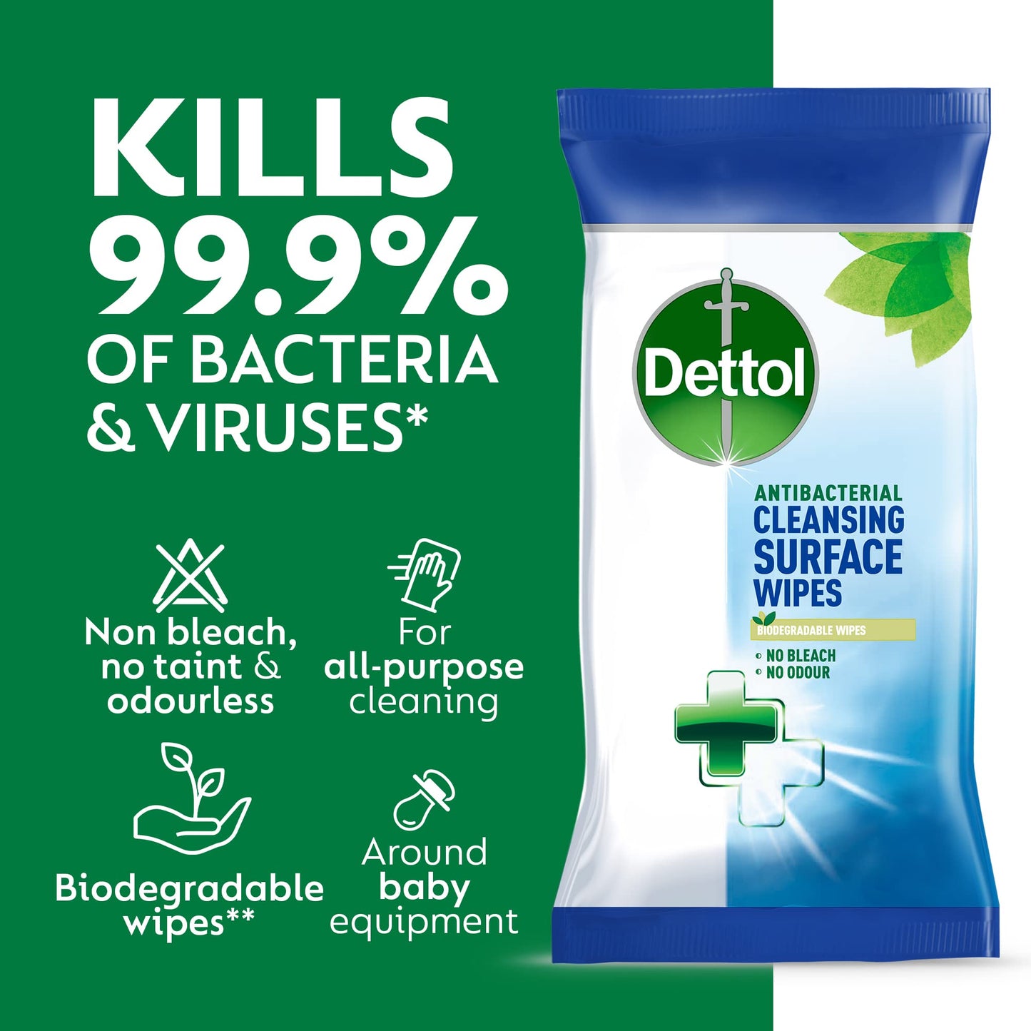 Dettol Antibacterial Cleaning Wipes, Total 330 Wipes (3 Packs X 110), Kitchen Wipes, Disinfectant Wipes, Biodegradable Wipes, Kitchen Cleaner, Bathroom, Floor, Disinfectant Wipes