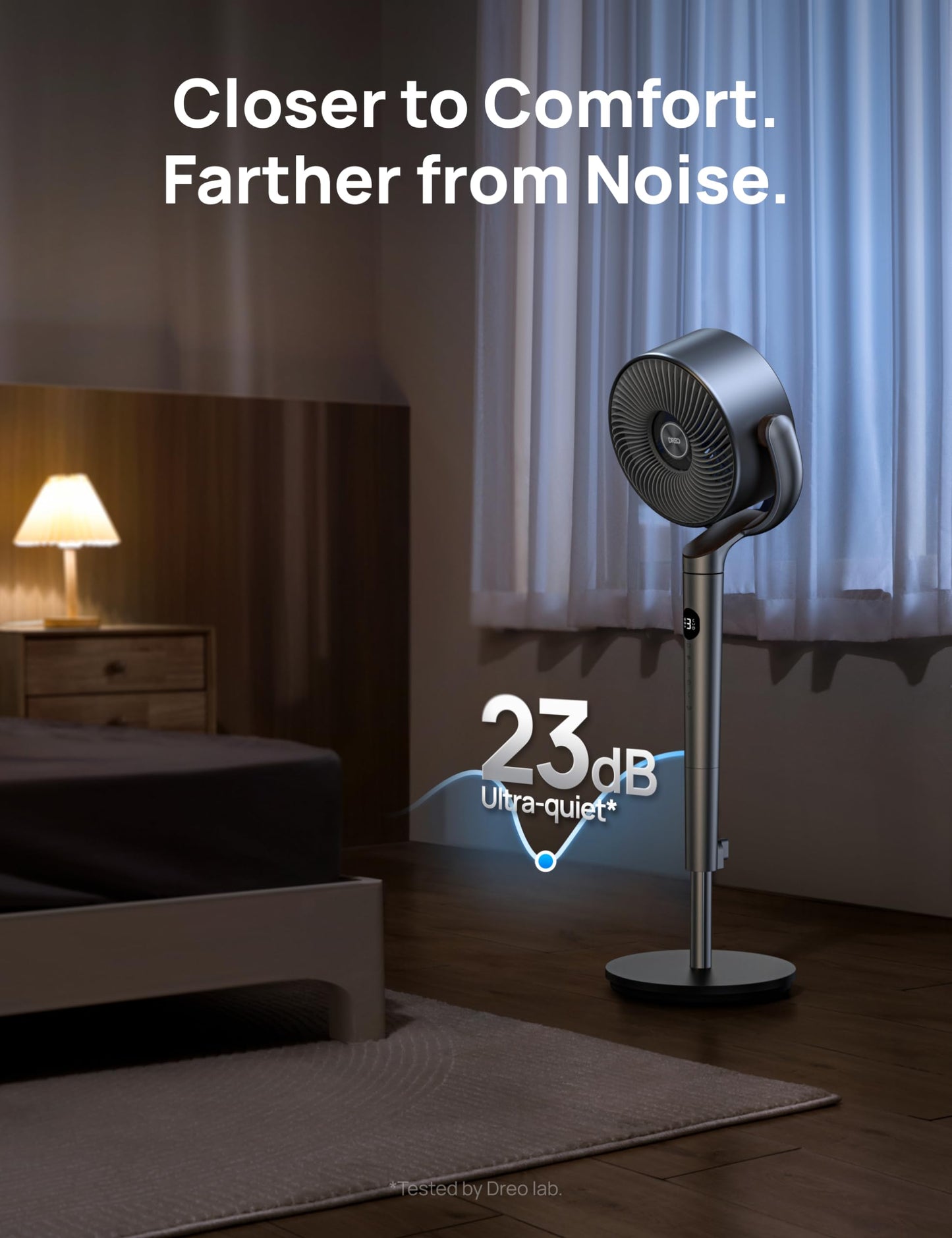 - Dreo 23dB Silent Pedestal Fan | 120°+120°Omni-directional Oscillating Fan For Bedroom | 80 ft Circulator With Remote | DC Motor Quiet Standing Fans -