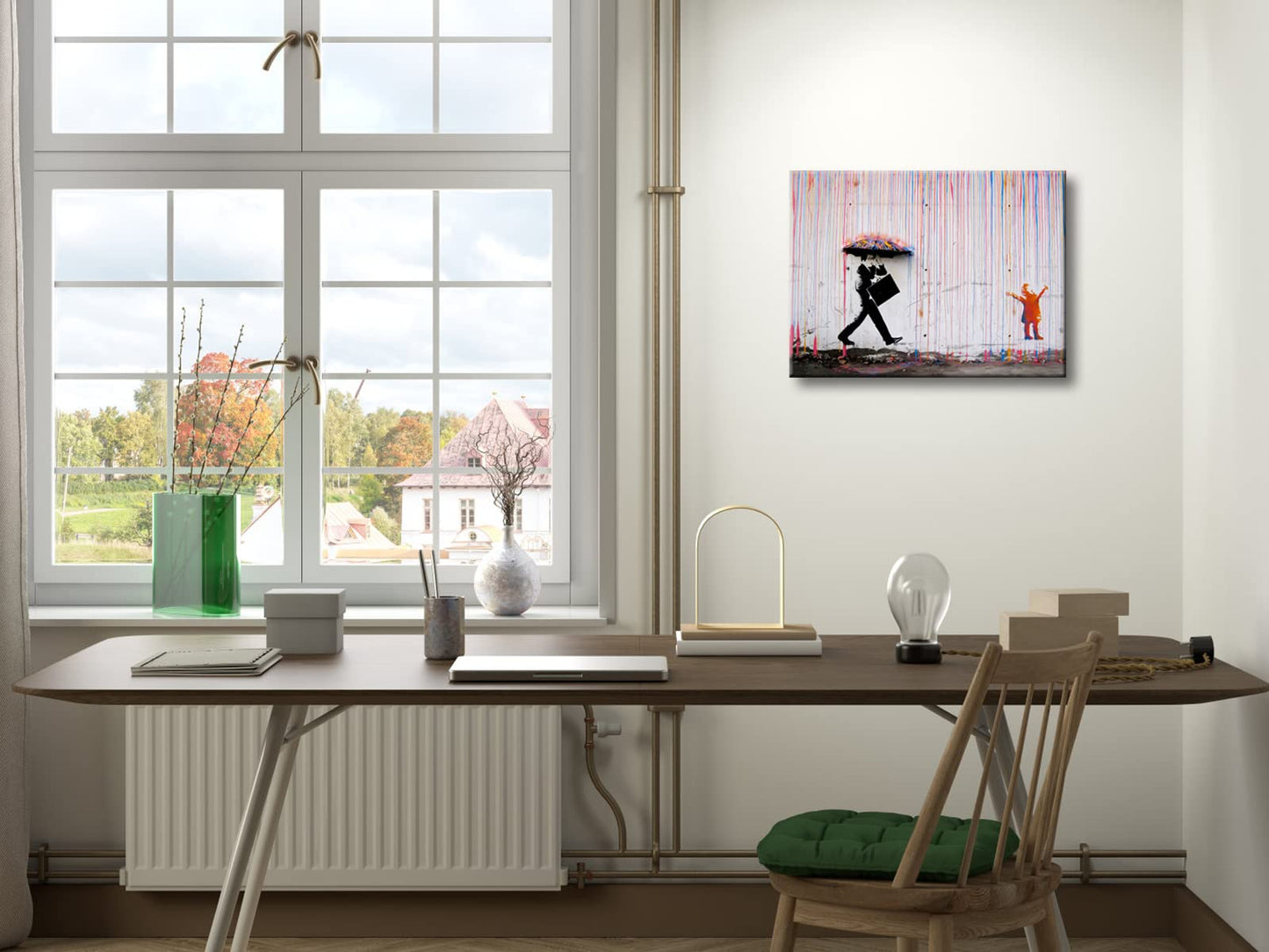 - Banksy Raining Day - Colorful Graffiti - Street Paintings Wall Art