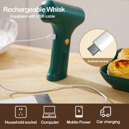 - FIOUSY Electric Hand Whisk | USB Rechargeable | Wireless Portable Egg Beater -