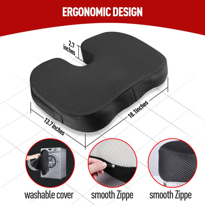 - RaMokey Seat Cushion | Office Chair Memory Foam | Coccyx Pain Relief Cushion Pillow -