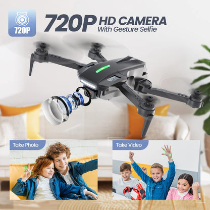 DEERC D70 Mini Drone for Kids Adults with Camera, 720P HD FPV Foldable RC Quadcopter for Boys Girls with Headless Mode, Tap Fly, 360° Flips, Voice and Gesture Control, 2 Modular Batteries