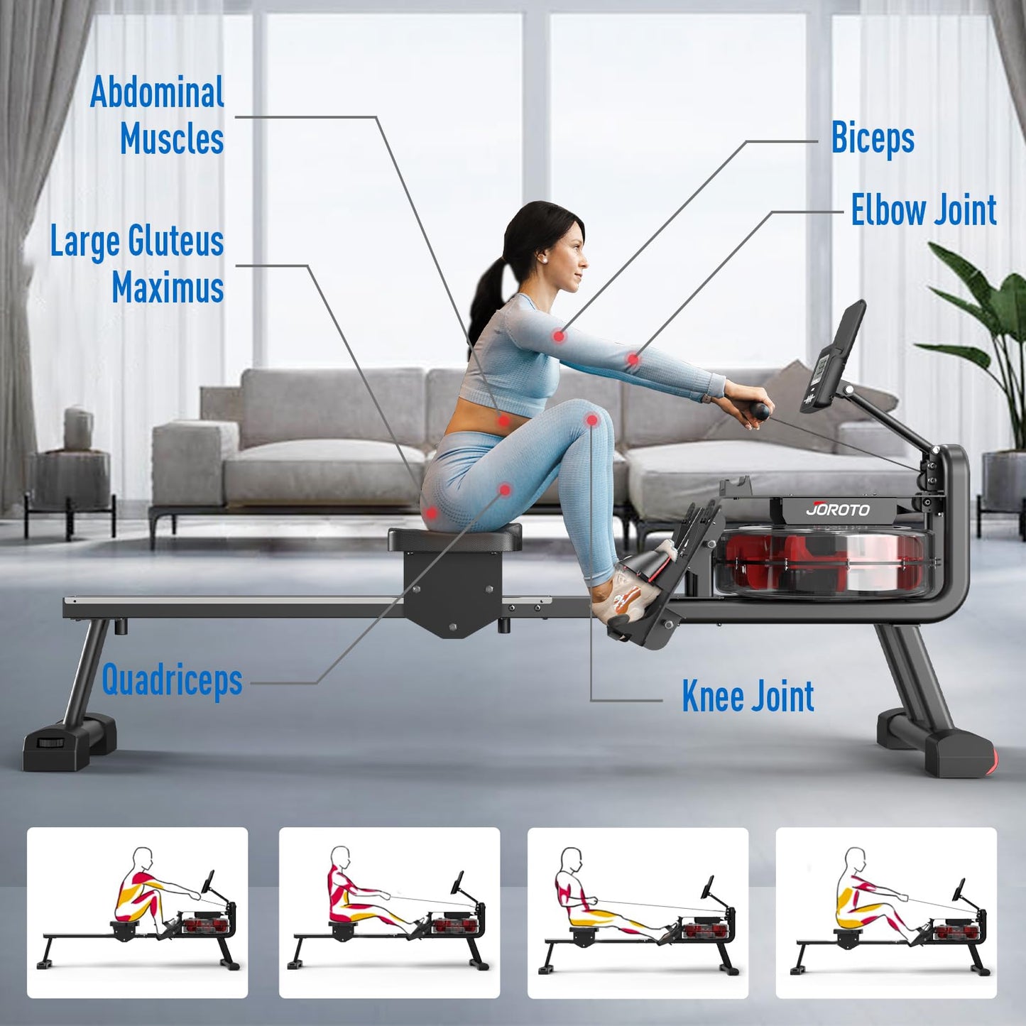- JOROTO MR23 Rowing Machines For Home Gym | Foldable Rower Machine | 300 LBS Weight Capacity -
