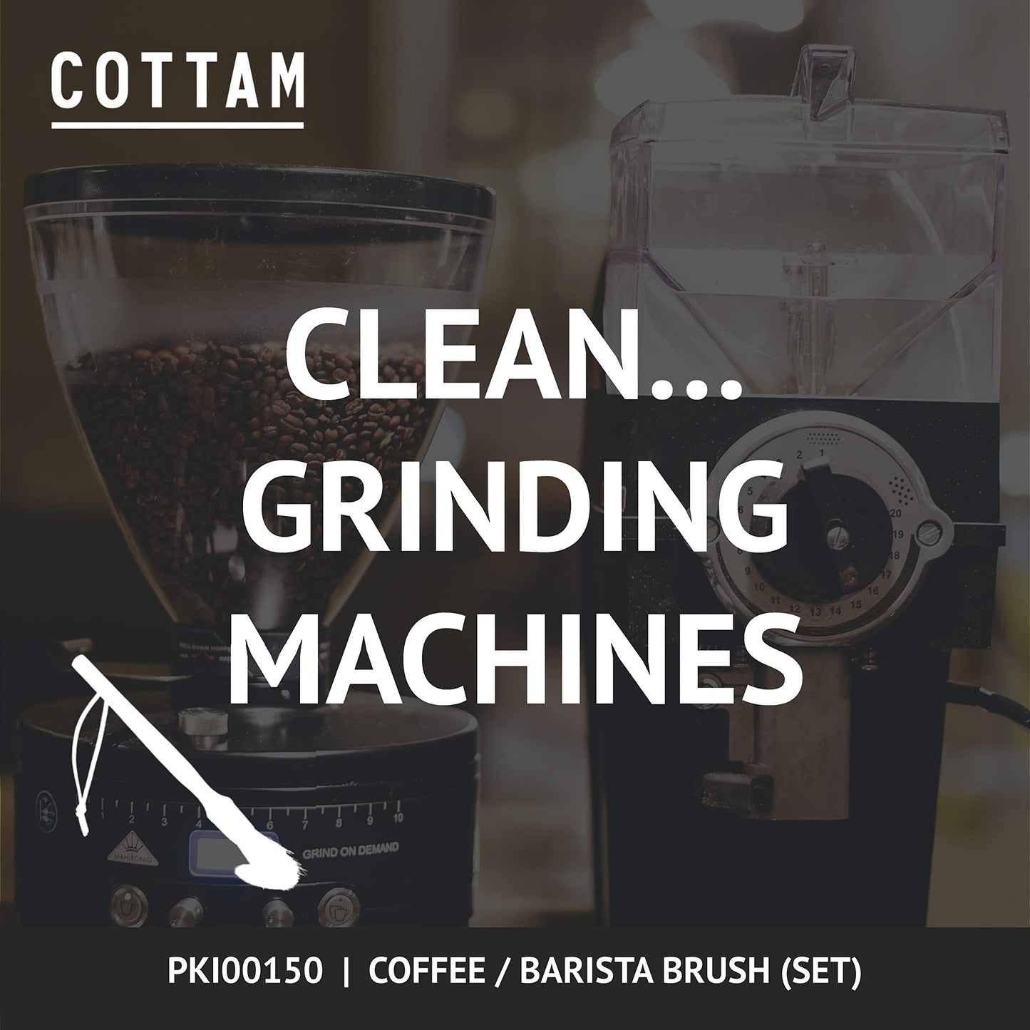 COTTAM Coffee Brush | Barista Brush | Coffee Bean Grinder & Espresso Machine Cleaning Brush (1, Set)