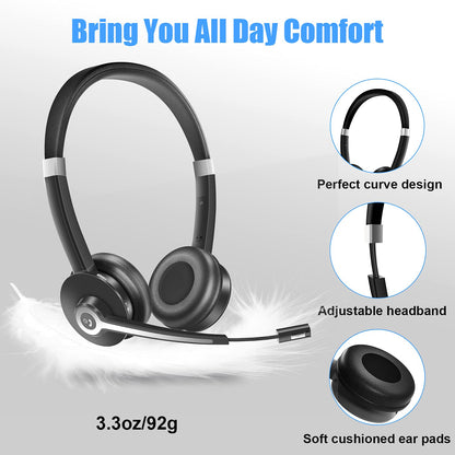- YUWAKAYI Bluetooth Headset with Noise Canceling Microphone, V5.0, Mic Mute, Wireless Headphone for Laptop, Cell Phone, Tablet, Call Center, Office, Meeting,Online Class