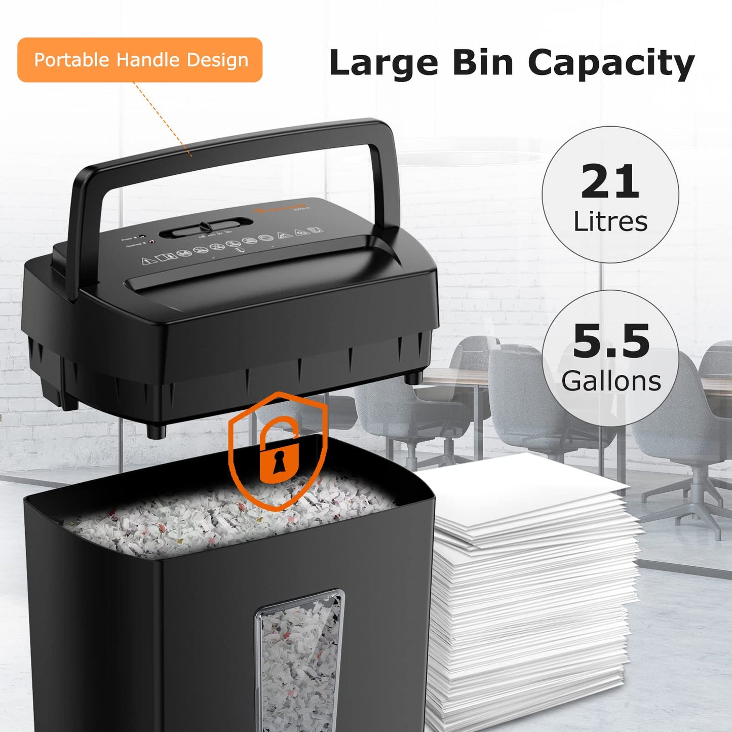 Bonsaii 12-Sheet Cross Cut Paper Shredder, Home Heavy Duty Shredder, 5-Minute Continuous Shredding, Shreds Credit Cards, Mails & Staples, 21L Bin with Transparent Window, High Security P-4 (C275-A)