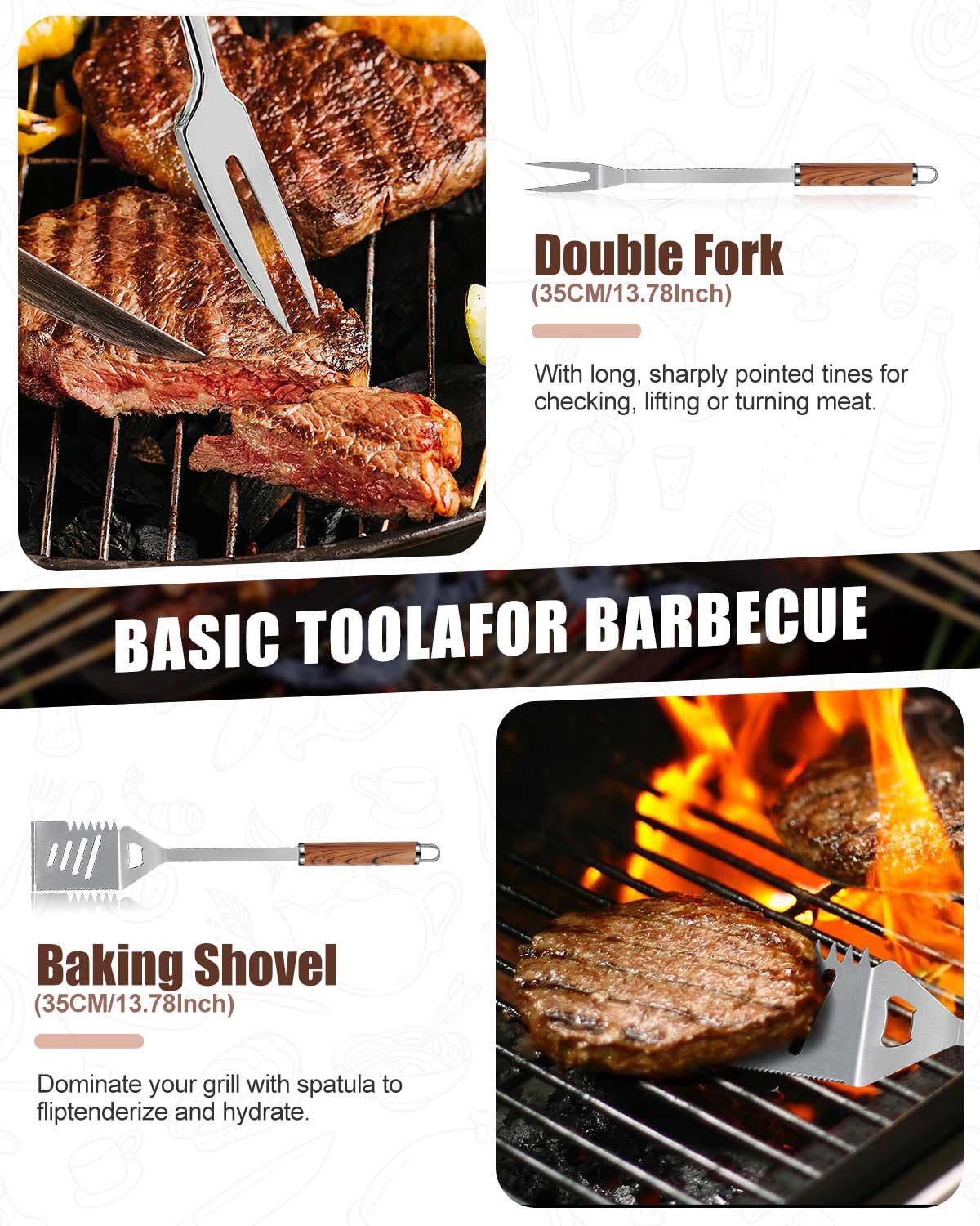 - Evolpor 11pcs BBQ Grill Tool Set | Premium Stainless Steel BBQ Accessories -