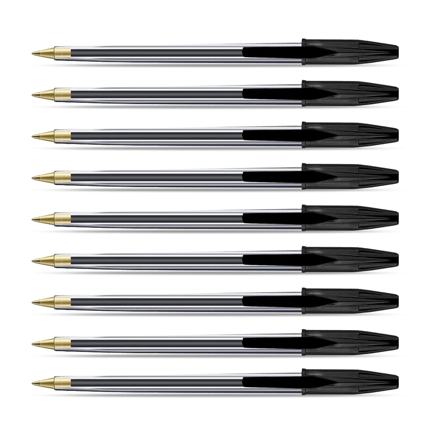 - G4GADGET Premium Pack of 10 Black Biro Ballpoint Pens | Medium Tip for Fluent | Smooth Writing -