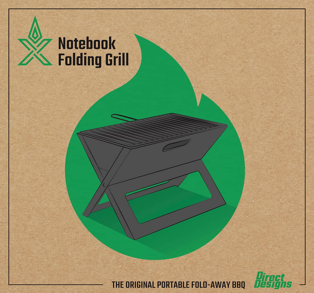 - Direct Designs | Notebook Folding Grill | Portable Picnic BBQ with Chrome Plated Cooking Grid -