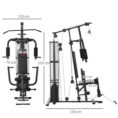 - HOMCOM Multi-Exercise Gym Workout Station | 45Kg Weight Stack Training System | Full Body Fitness for Home Gym -
