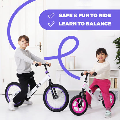 Bixe Aluminum Balance Bike for 5-9 Year Old Toddlers - 16 inch or 40.6 cm Wheels - No Pedal Kids' Training Bikes - Lightweight Bicycle for 5+ Boy or Girl - Purple