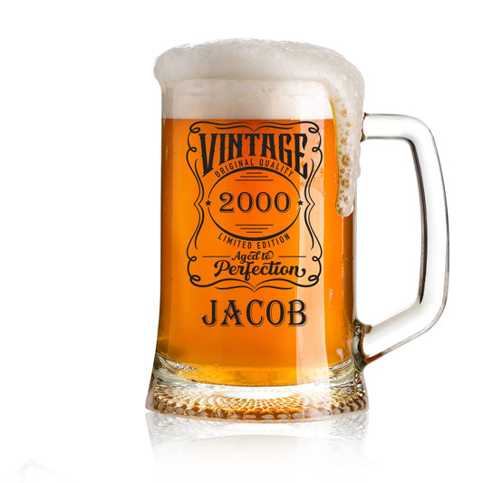 - ukgiftstoreonline Personalised Vintage Birthday Beer Glass -