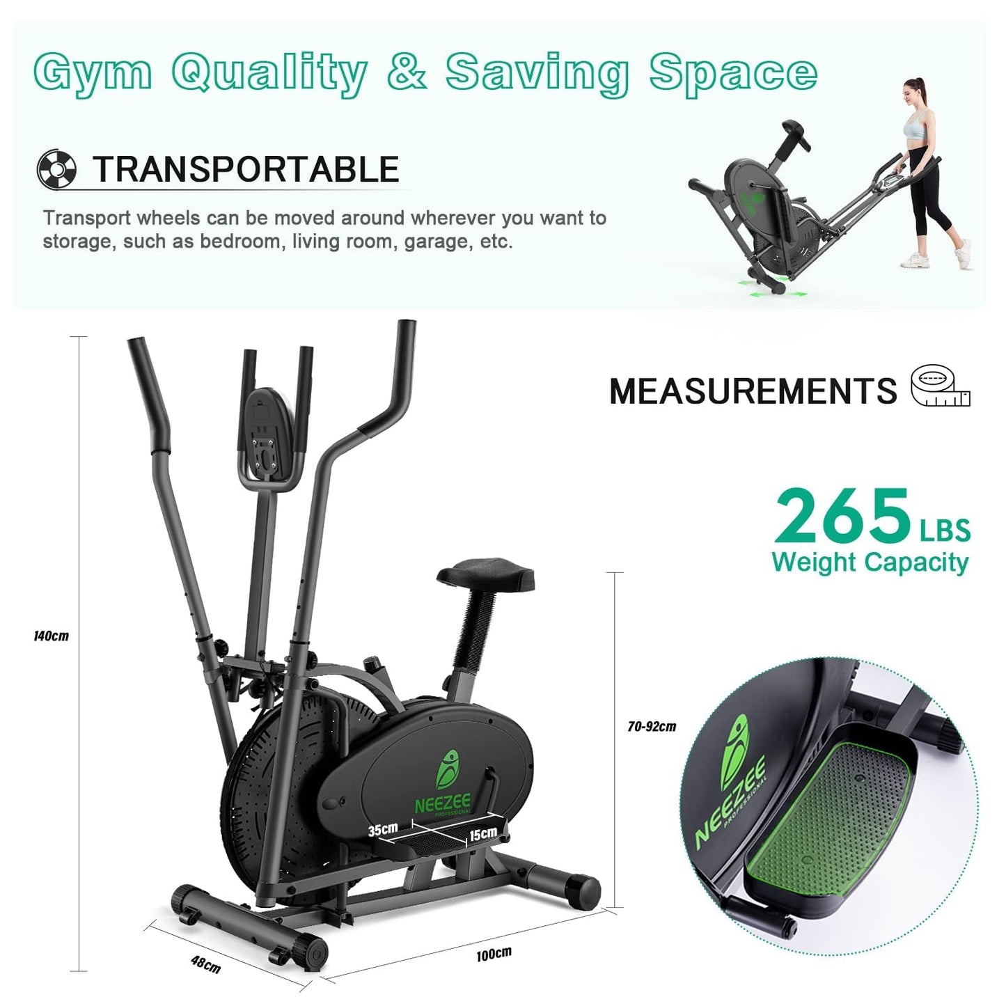 - Neezee Cross Trainer | With LCD Monitor | Max Weight 265LBS -