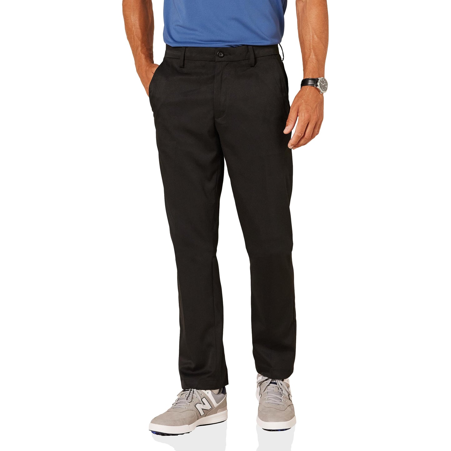 Amazon Essentials Men's Straight-Fit Stretch Golf Trousers, Black, 34W / 32L
