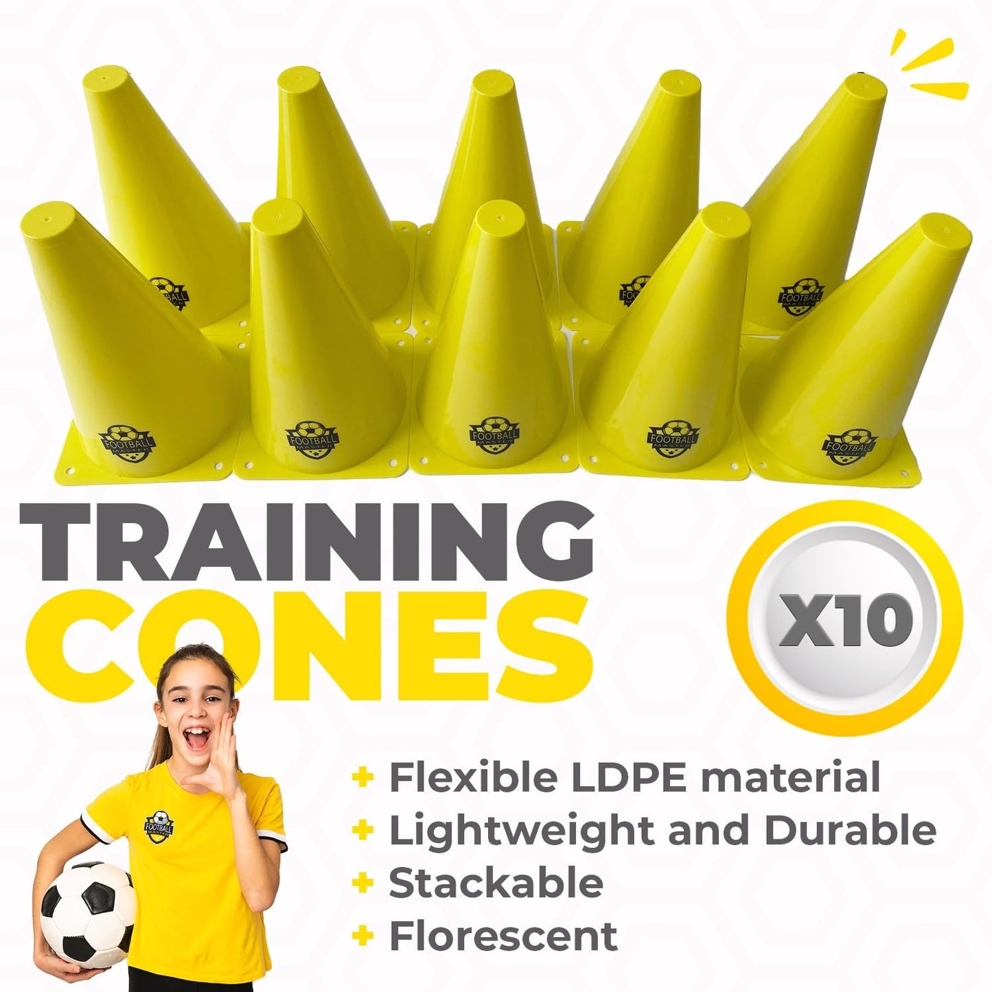 - Football Master ™ | Pop Up Goal Nets & Training Equipment | Includes 2 X Pop Up Goals 2 x Football Passing Arcs 10 X Training Cones -
