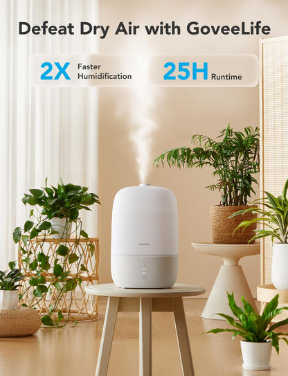 - GoveeLife Humidifier For Bedroom | 3L | Top Fill Cool Mist | WiFi Humidity Control -