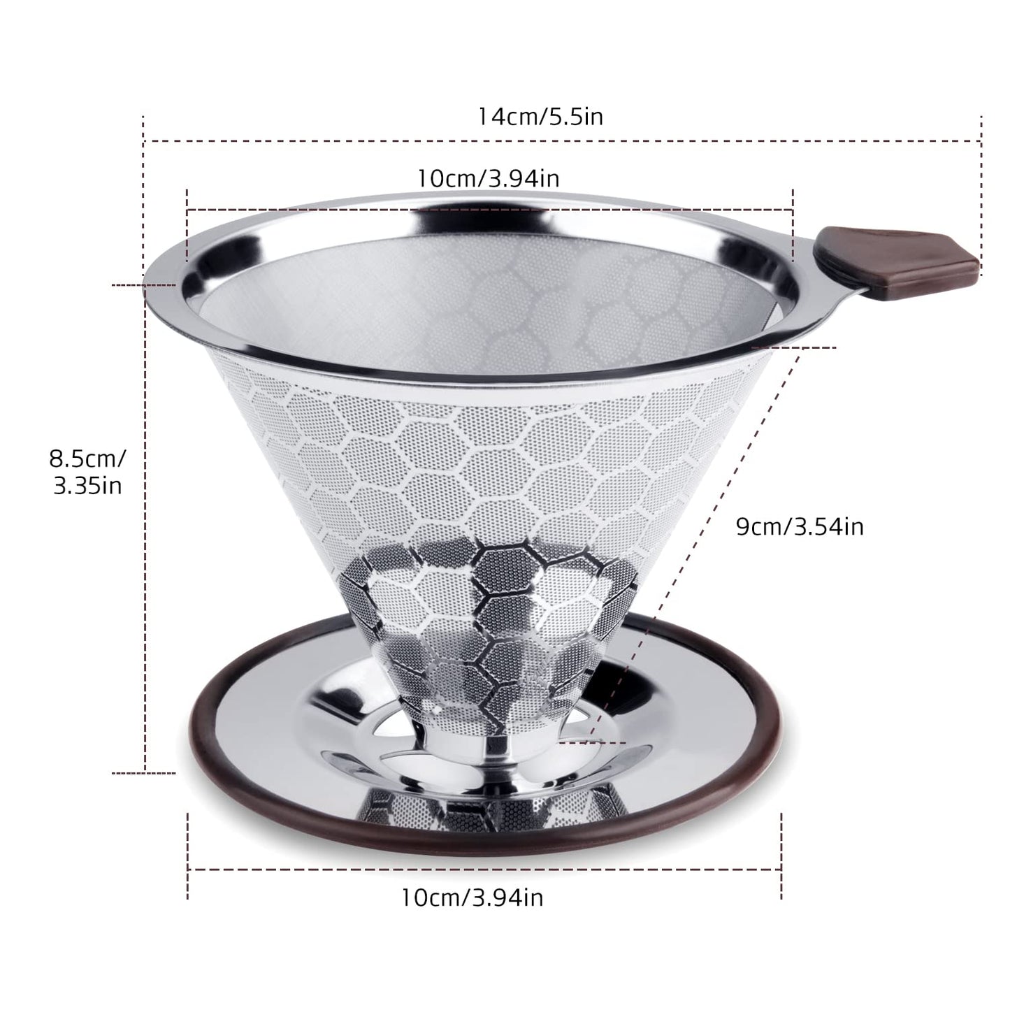 - FOXAS Pour Over Coffee Filter | Stainless Steel Reusable Coffee Dripper -