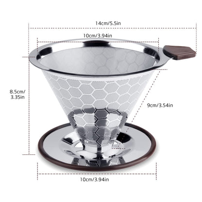 - FOXAS Pour Over Coffee Filter | Stainless Steel Reusable Coffee Dripper -