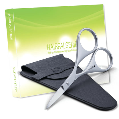 - Suvorna Small Scissors for Eyebrow, Beard, Mustache, Facial, Brow, Eye Lash, Nose & Ear Hair | Curved Scissors for Men's & Women's Grooming -