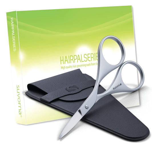 - Suvorna Small Scissors for Eyebrow, Beard, Mustache, Facial, Brow, Eye Lash, Nose & Ear Hair | Curved Scissors for Men's & Women's Grooming -