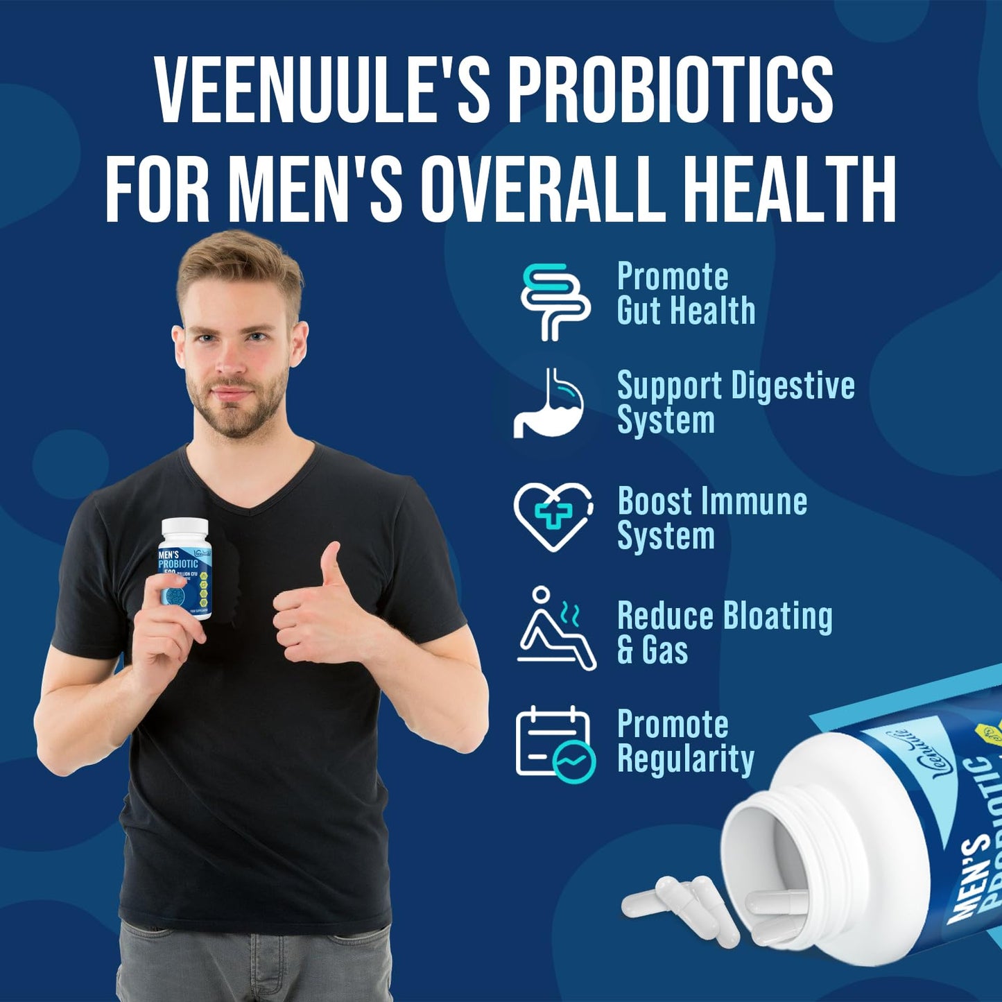500 Billion CFU Probiotics for Men, 12 Diverse Strains Probiotics for Gut Health with Cranberry, Turmeric, Goji, for Digestive & Immune Health, Shelf Stable (60 Count (Pack of 1))