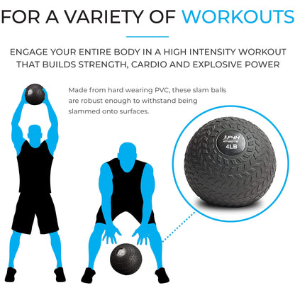 - FIT4HOME Grip Medicine Ball | Weighted Power Slam Balls | No Bounce | 1.8kg 3.6kg 5.4kg 9kg -