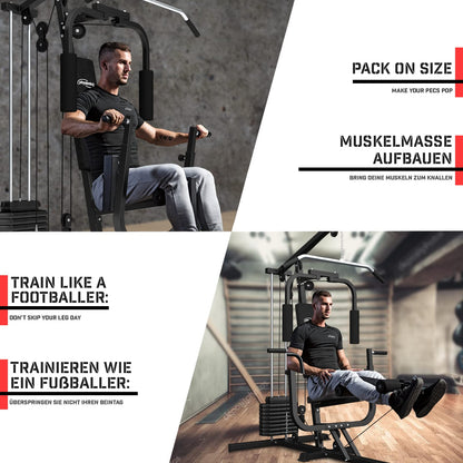 - Physionics® Multi-Gym | 40kg Weight Stack | Lat Pulldown | Leg Extension | Chest Press -